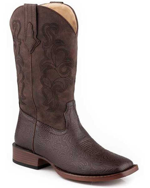Roper Women's Kacey Western Performance Boots - Broad Square Toe, Brown, hi-res
