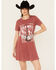 Image #1 - Blended Women's Wild West Short Sleeve Graphic Mini T-Shirt Dress, Rust Copper, hi-res