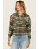 Image #2 - Cleo + Wolf Women's Corrie Plaid Print Embroidered Long Sleeve Snap Cropped Shirt, Dark Green, hi-res