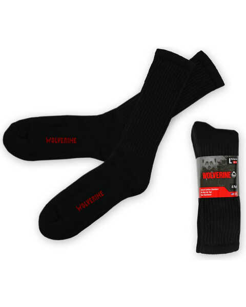 Image #1 - Wolverine Men's 4 Pack Work Socks, Black, hi-res