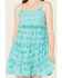 Image #3 - Rock & Roll Denim Women's Eyelet Sleeveless Mini Dress, Teal, hi-res