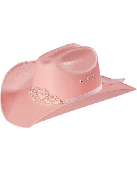 Girls' Tiara Canvas Cowgirl Hat, Pink, hi-res