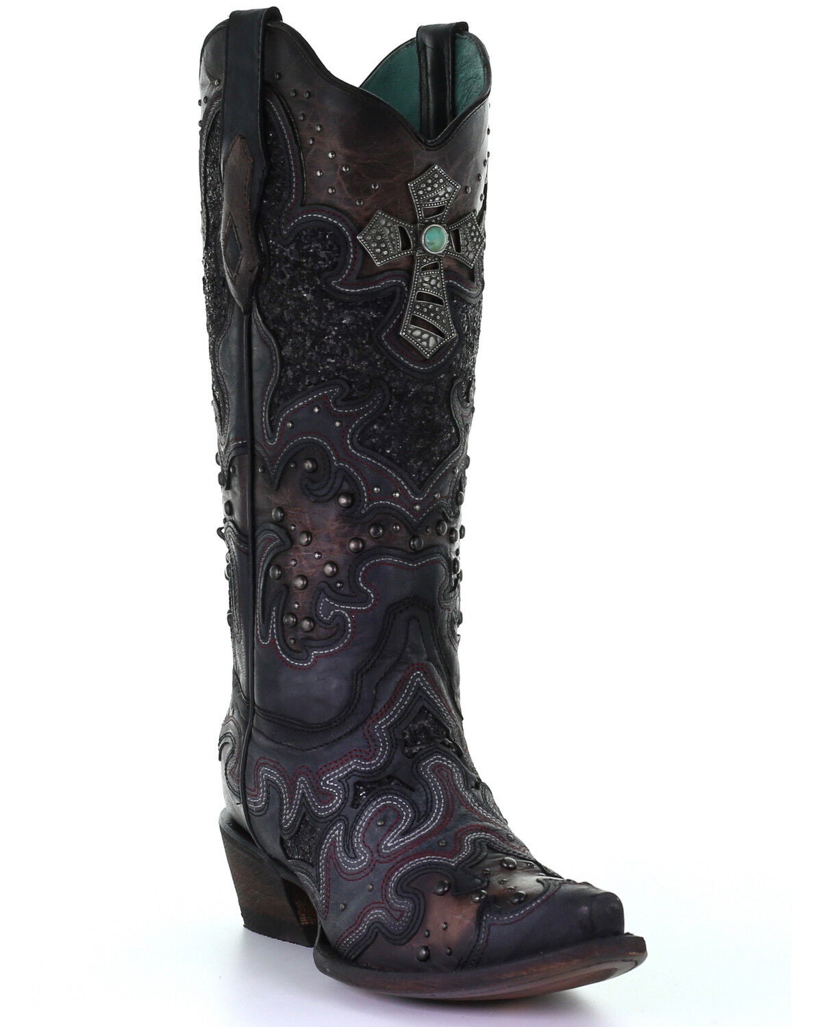 corral women's black glitter inlay boot