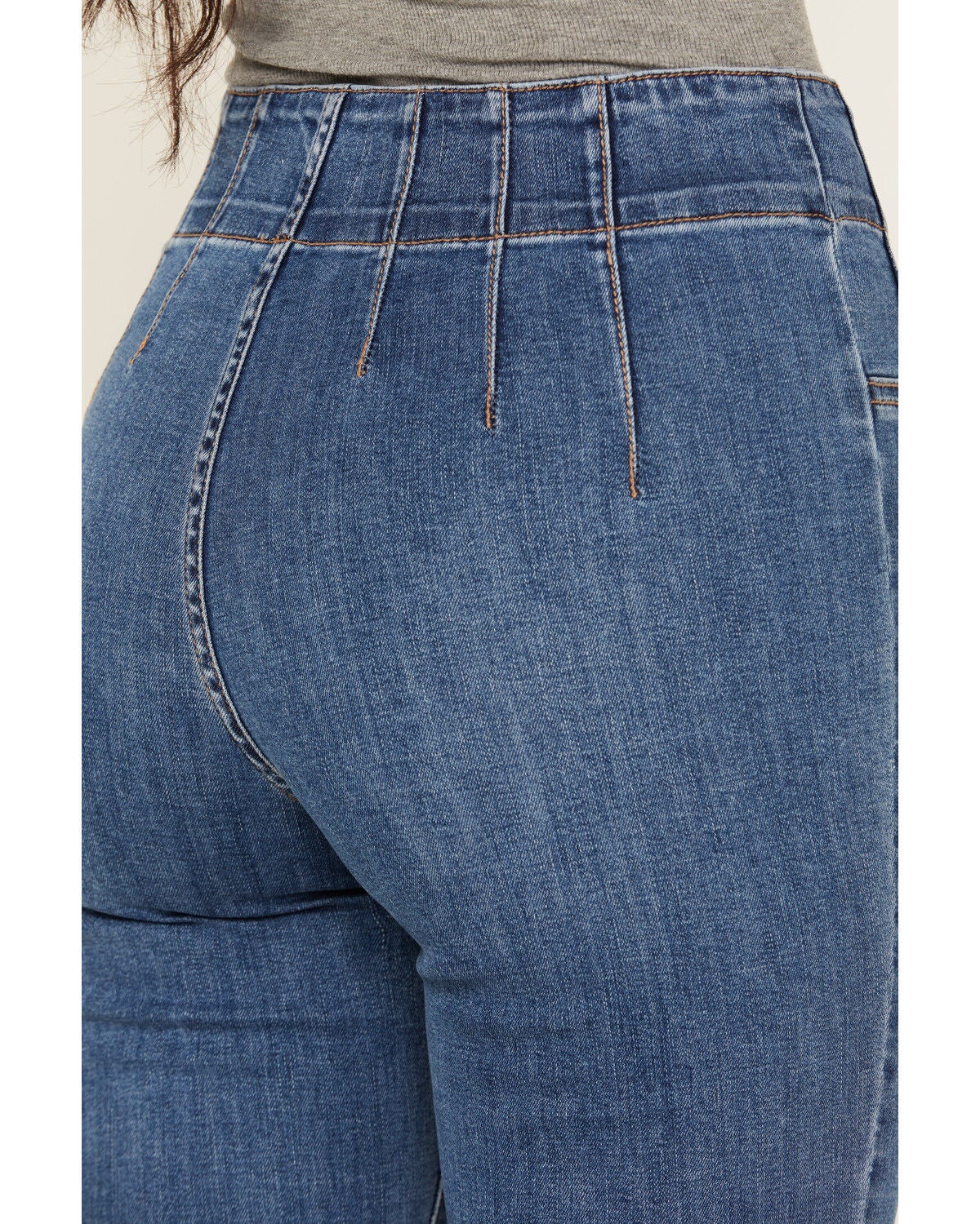 Image #4 - Sneak Peek Women's Dark Wash Pull-On Stretch Flare Jeans, , hi-res