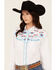 Image #2 - Rodeo Clothing Women's Southwestern Embroidered Long Sleeve Snap Western Shirt, White, hi-res