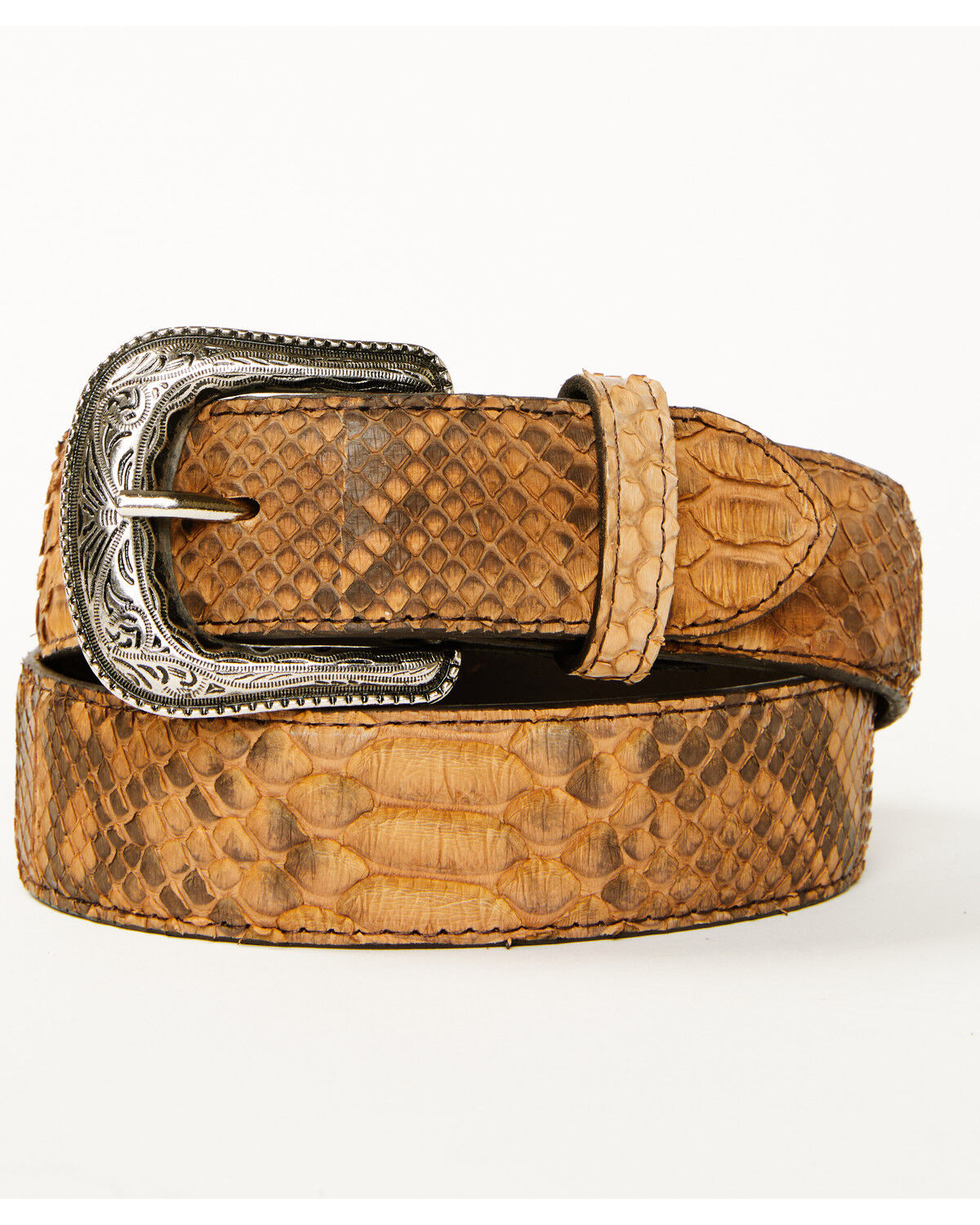 Image #1 - Cody James Men's Exotic Python Belly Belt, Brown, hi-res