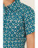 Image #2 - RANK 45® Girls' Floral Horse Print Short Sleeve Pearl Snap Rodeo Shirt, Teal, hi-res
