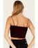 Image #4 - Sadie & Sage Women's Misty Velvet Crop Cami Top, Wine, hi-res