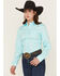 Image #1 - Cinch Women's Solid Long Sleeve Button-Down Western Shirt, Turquoise, hi-res