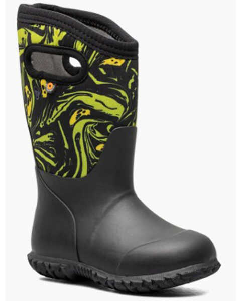 Bogs Boys' York Spooky Rain Boots - Round Toe, Black, hi-res