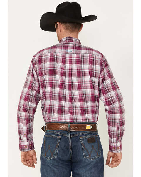 Image #4 - Ariat Men's Fosco Pro Stretch Plaid Button Down Western Shirt , Pink, hi-res