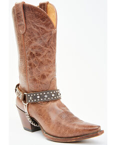 Almax Women's Studded Leather Boot Bracelet , Brown, hi-res