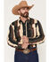 Image #1 - Wrangler X Coors Men's Cowboy Cut Striped Print Long Sleeve Snap Western Shirt, Black, hi-res