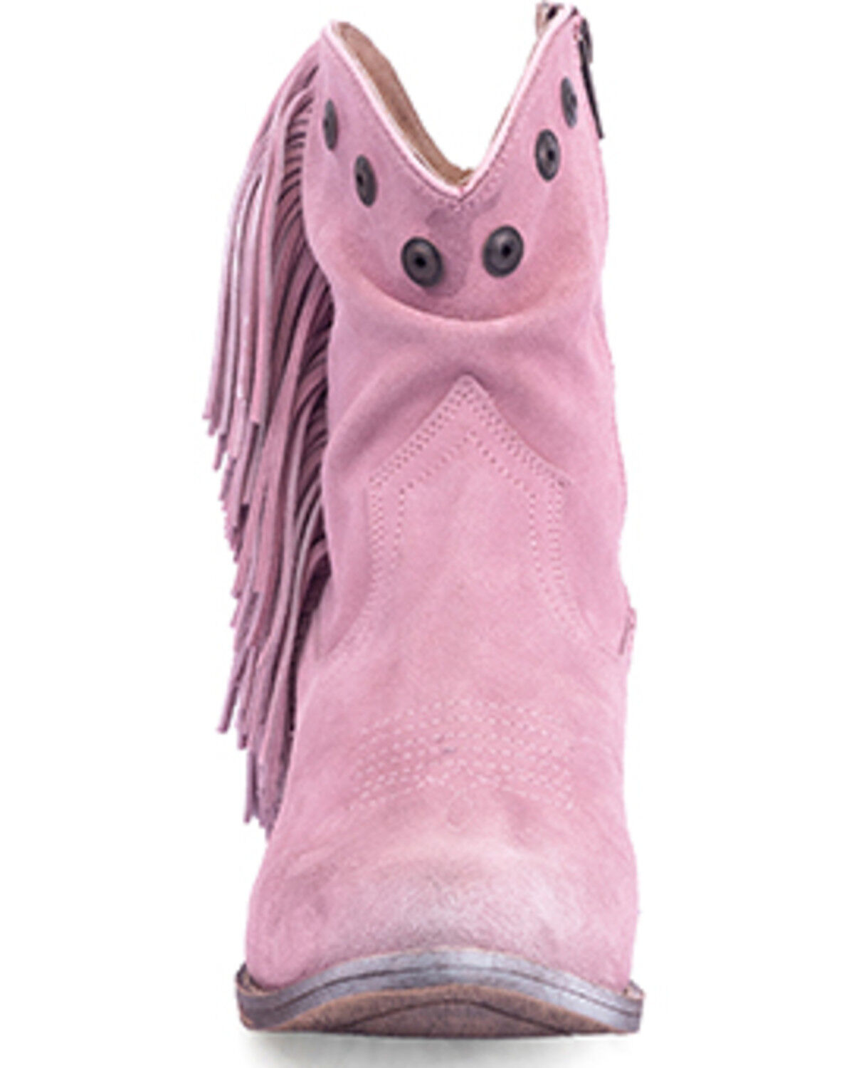 Image #3 - Circle G Women's Studded Suede Fringe Ankle Boots - Round Toe, Light Purple, hi-res