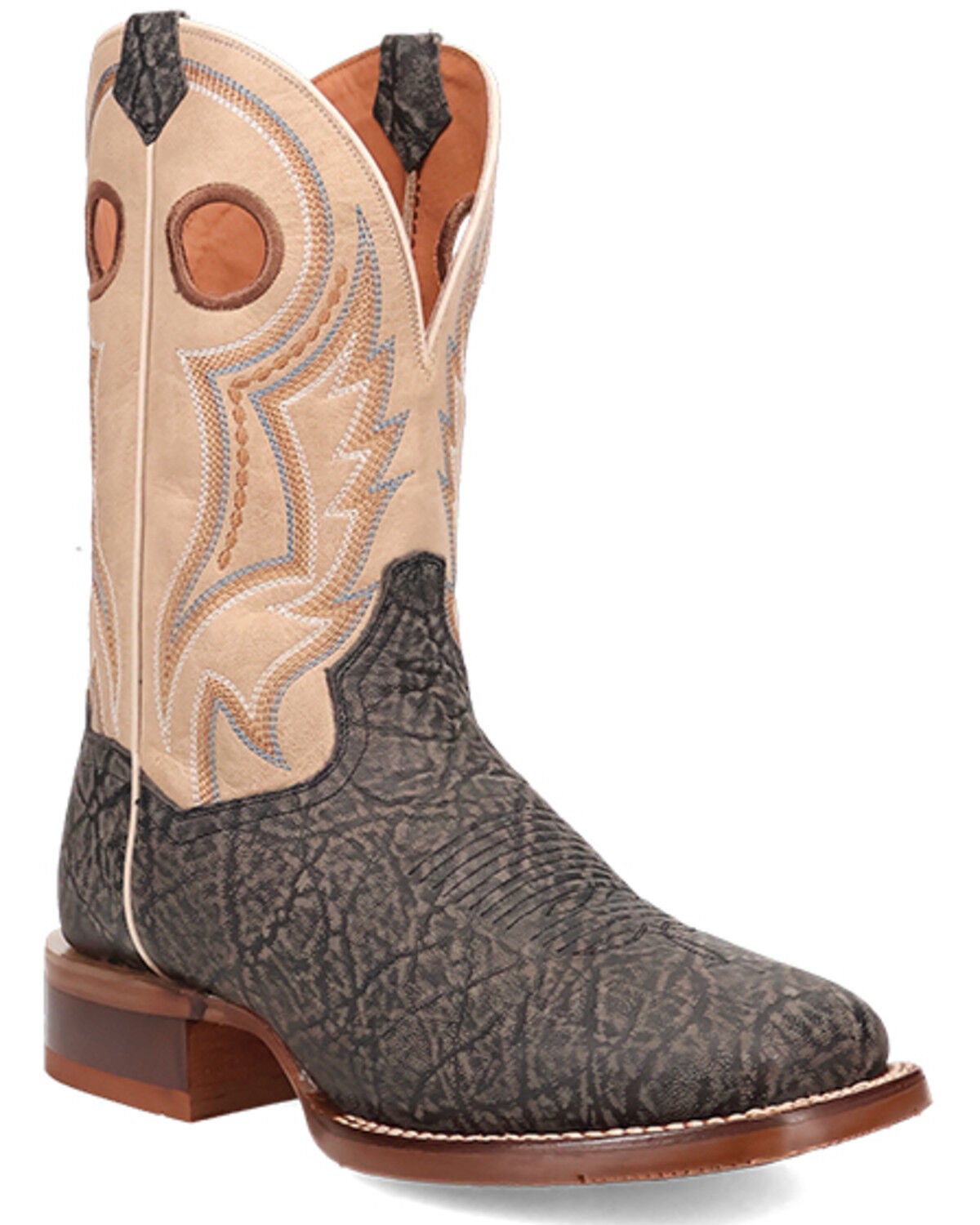 Dan Post Men's Elephant Print Performance Western Boots - Broad Square Toe, Black, hi-res