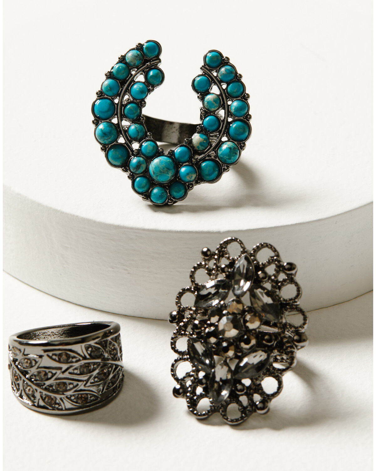 Image #1 - Shyanne Women's Enchanted Forest 3-Piece Statement Ring Set, Pewter, hi-res