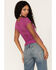 Image #4 - Free People Women's Keep It Simple Lace Short Sleeve Top, Magenta, hi-res