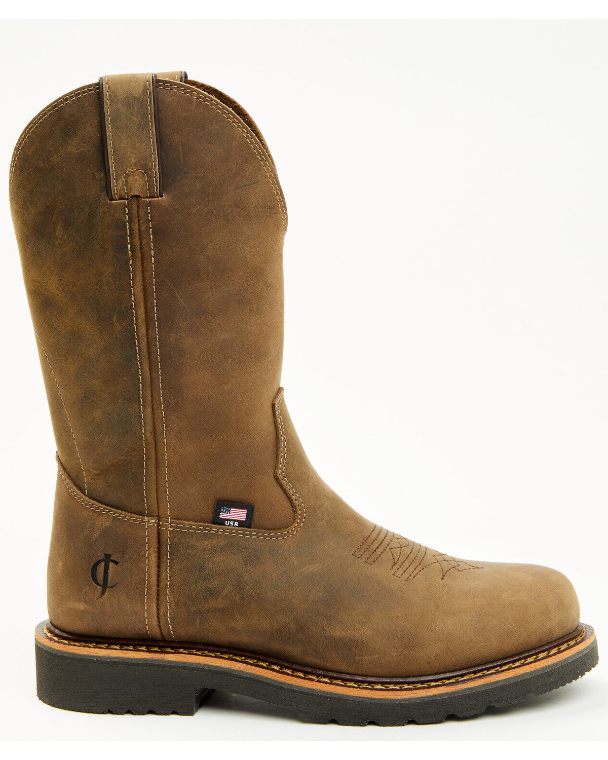 Image #2 - Cody James Men's USA Pull-On Work Boots - Composite Toe, Brown, hi-res