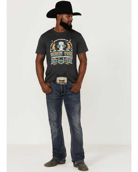 Image #2 - Dale Brisby Men's Rodeo Time Charcoal Steerhead Skull Graphic T-Shirt , Charcoal, hi-res