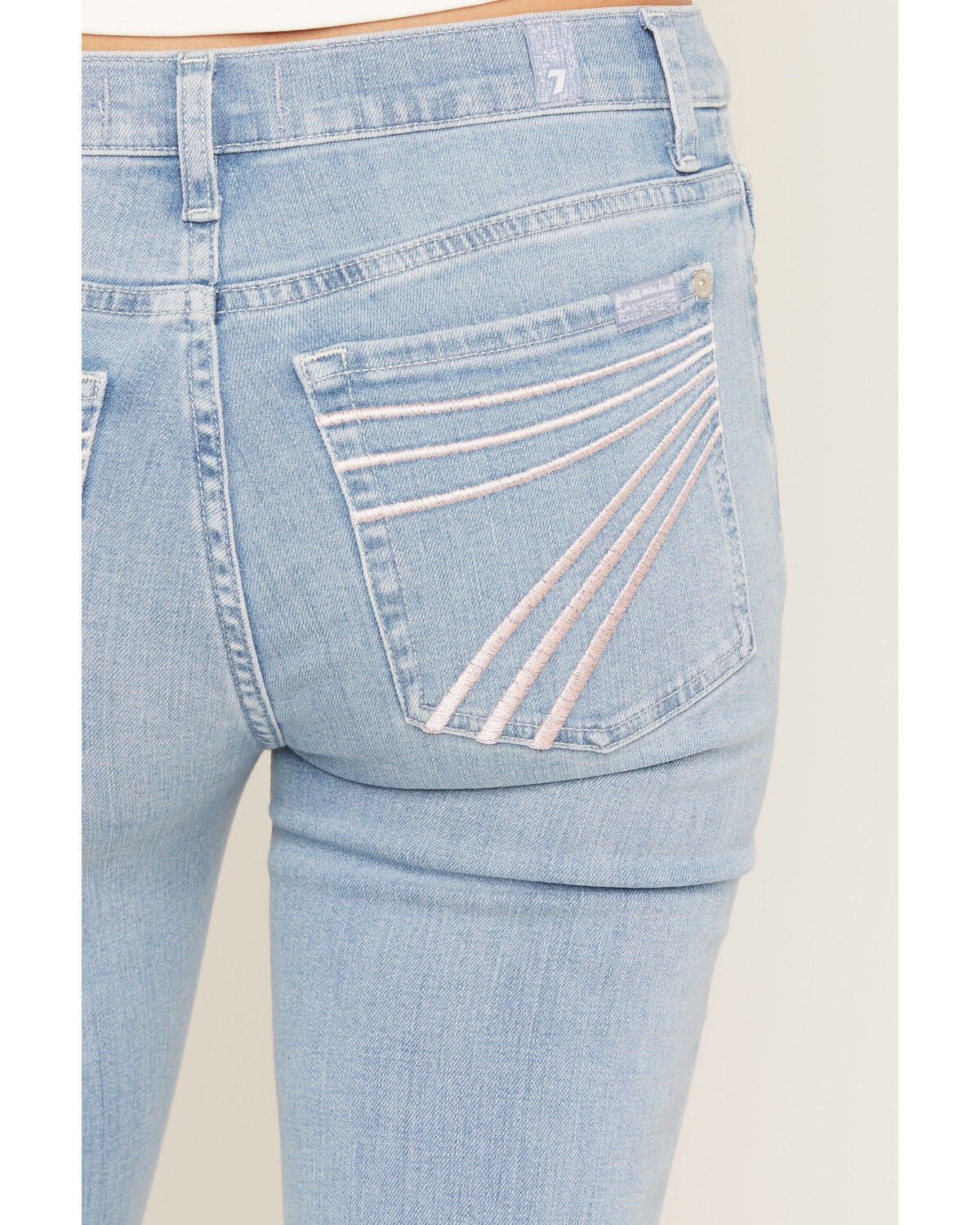 Image #2 - 7 For All Mankind Women's Light Wash Mid Rise 36" Slim Trouser Stretch Denim Jeans, Light Wash, hi-res