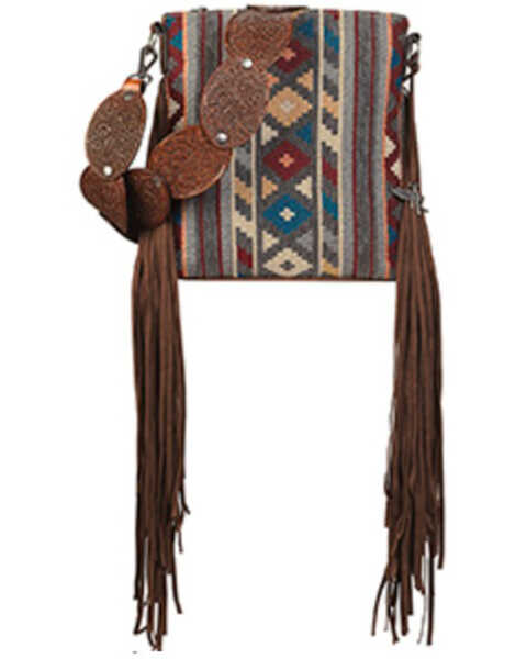 Angel Ranch Women's Southwestern Print Crossbody Handbag , Brown, hi-res
