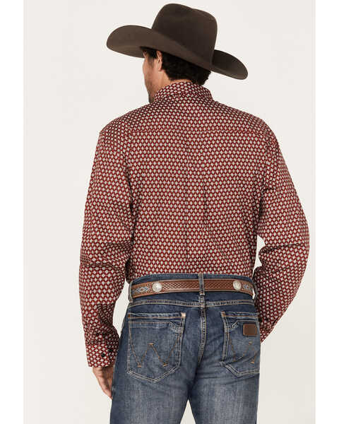 Image #4 - RANK 45® Men's Timing Geo Print Long Sleeve Button-Down Western Shirt, Red, hi-res