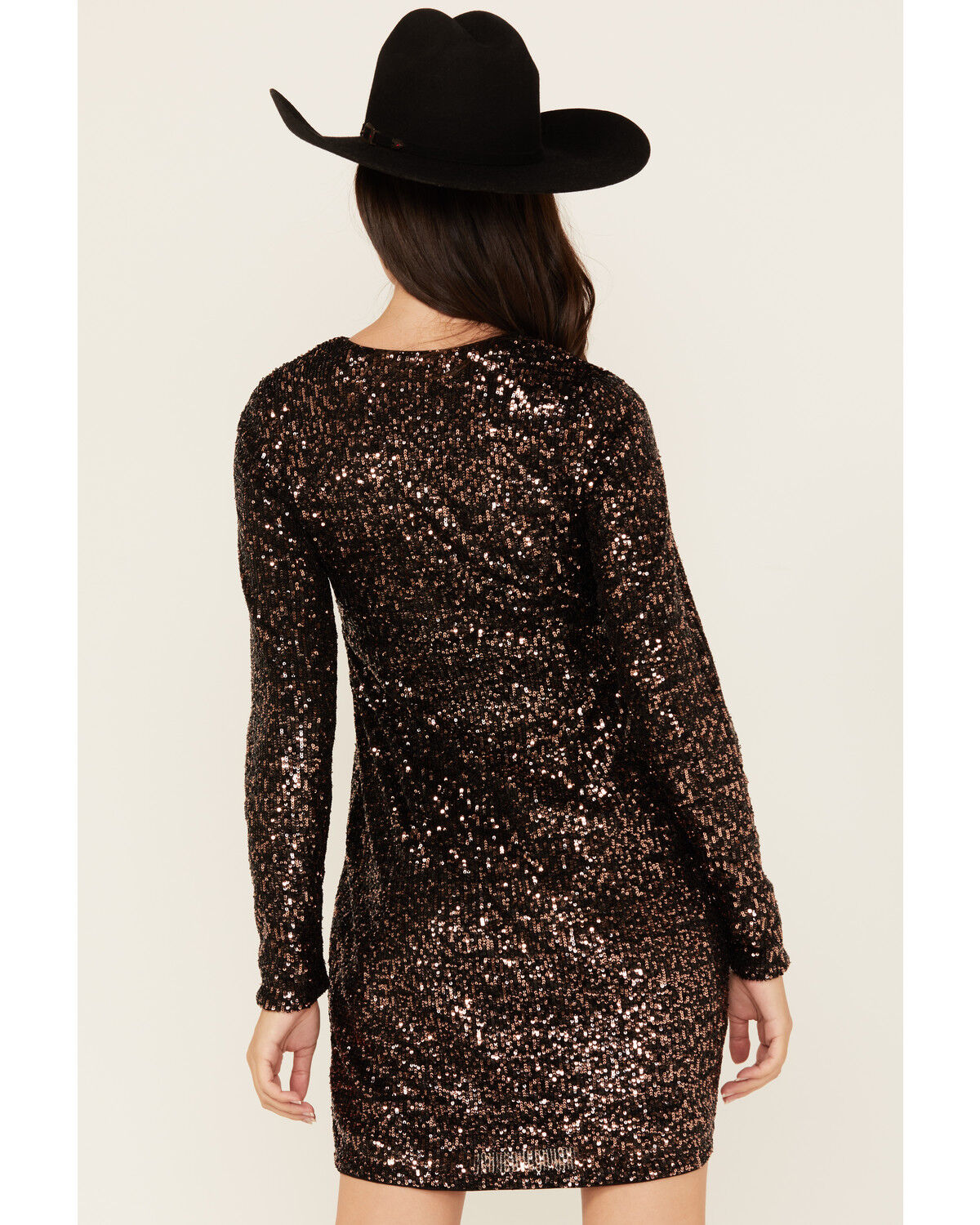 Image #4 - Shyanne Women's Sequins Long Sleeve Mini Dress, Black, hi-res