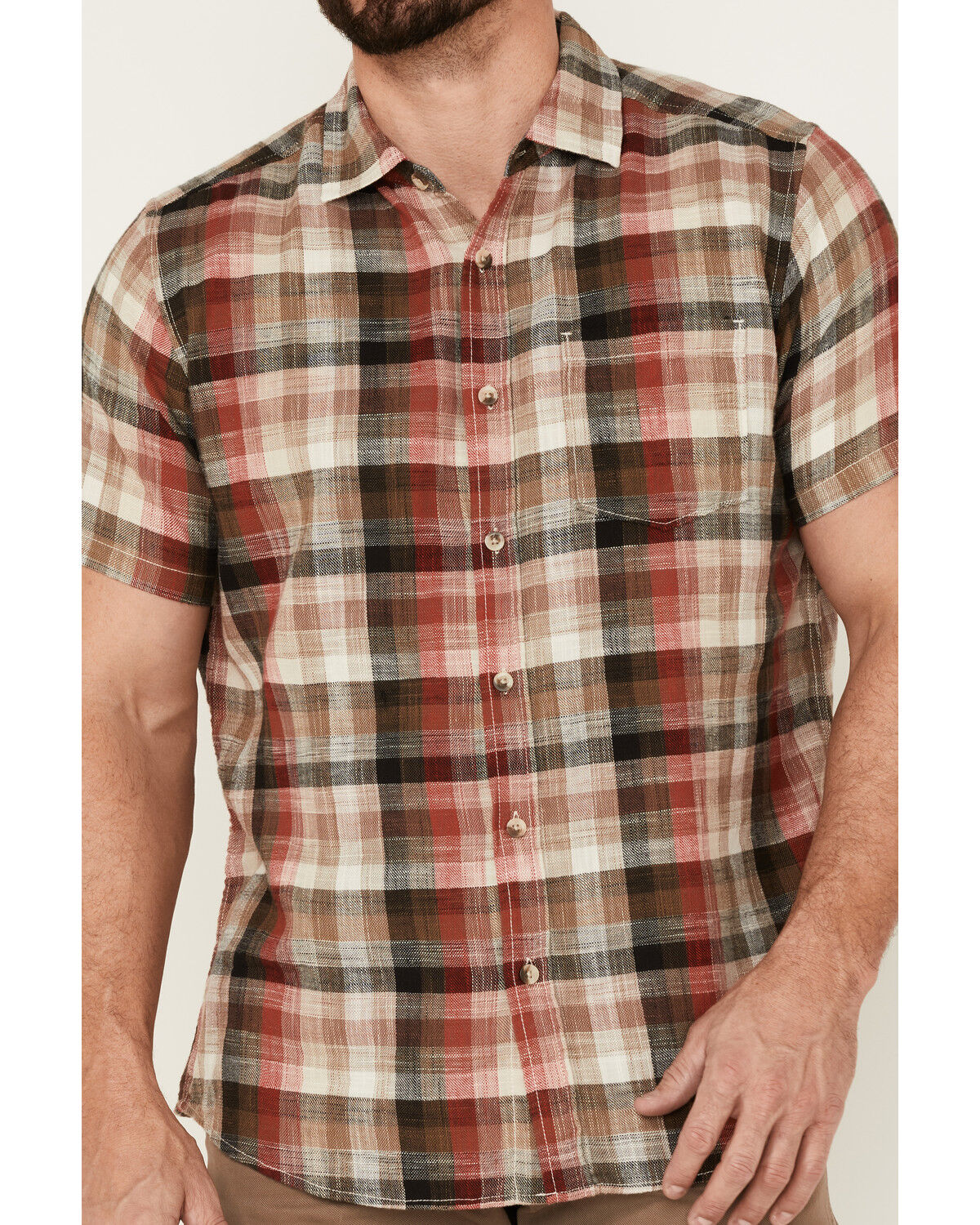 Image #3 - North River Men's Earth Crosshatch Large Plaid Short Sleeve Button Down Western Shirt, Multi, hi-res