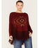 Image #1 - Cotton & Rye Women's Southwestern Knit Fringe Poncho, Red, hi-res