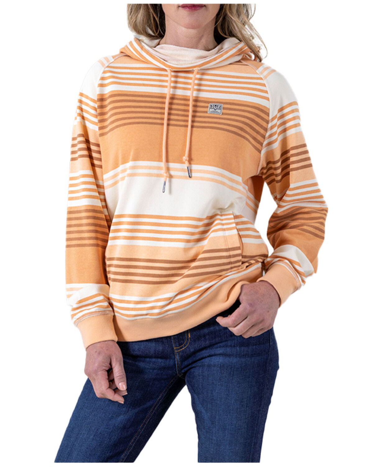 Image #1 - Kimes Ranch Women's Striped Hoodie, Orange, hi-res