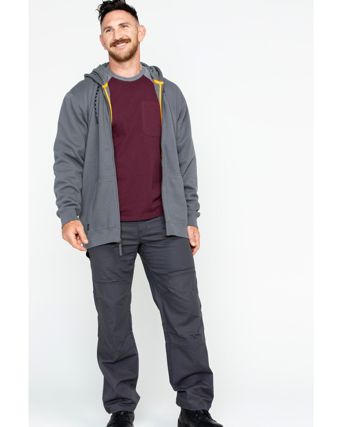 Image #6 - Hawx Men's Zip-Front Hooded Work Jacket, Charcoal, hi-res