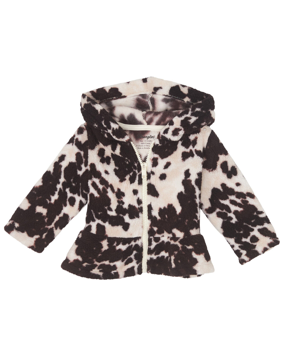 Image #1 - Wrangler Toddler Girls' Cow Print Sherpa Jacket, Brown, hi-res