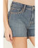Image #2 - Rock & Roll Denim Women's Medium Wash High Rise Studded Cut-Off Stretch Denim Shorts, Medium Wash, hi-res