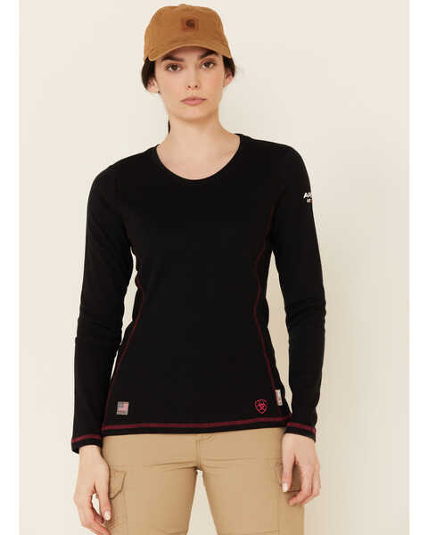 Image #1 - Ariat Women's FR Polartec Powerdry Work Shirt, Black, hi-res