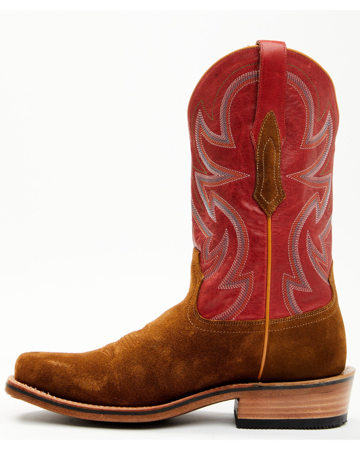 Image #3 - RANK 45&reg; Men's Archer Roughout Western Boots - Square Toe, Red, hi-res