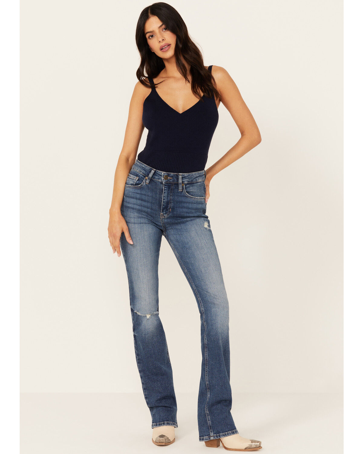Image #1 - Cleo + Wolf Women's Kirkland Medium Wash High Rise Skinny Bootcut Stretch Denim Jeans, , hi-res