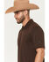 Image #2 - RANK 45® Men's Rigged Solid Zipper Polo, Brown, hi-res
