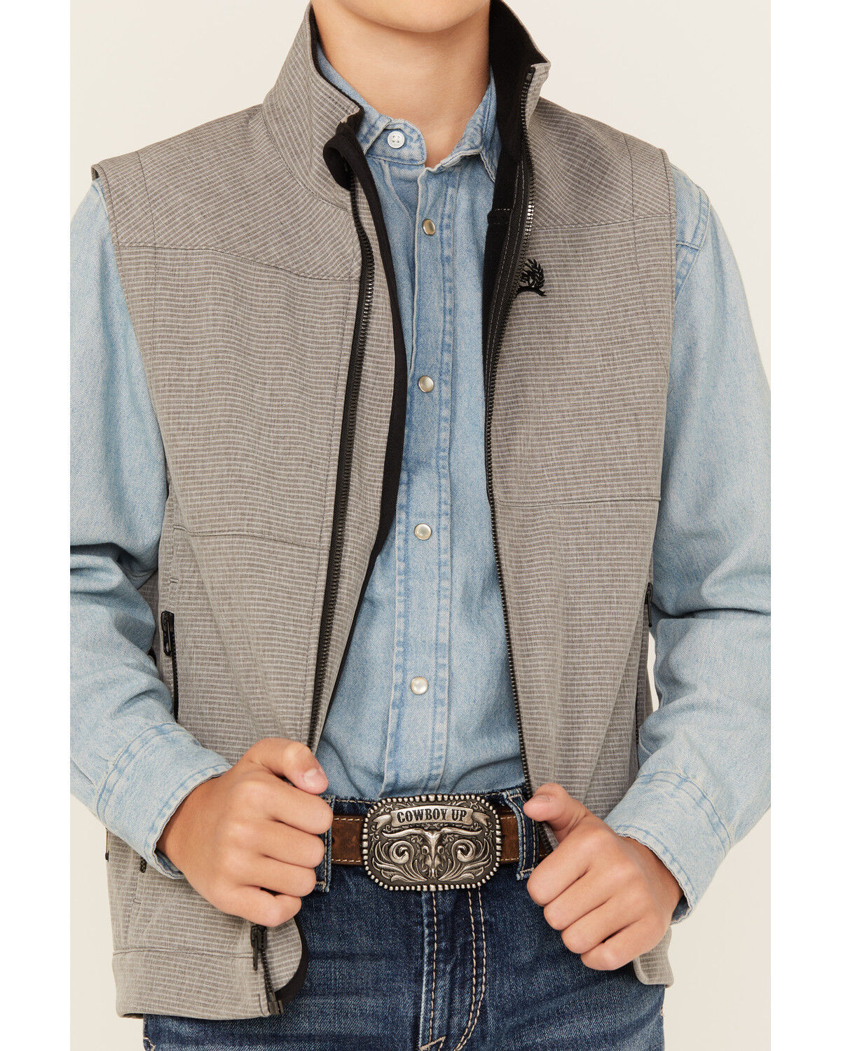 Image #3 - Cinch Boys' Bonded Vest, Grey, hi-res