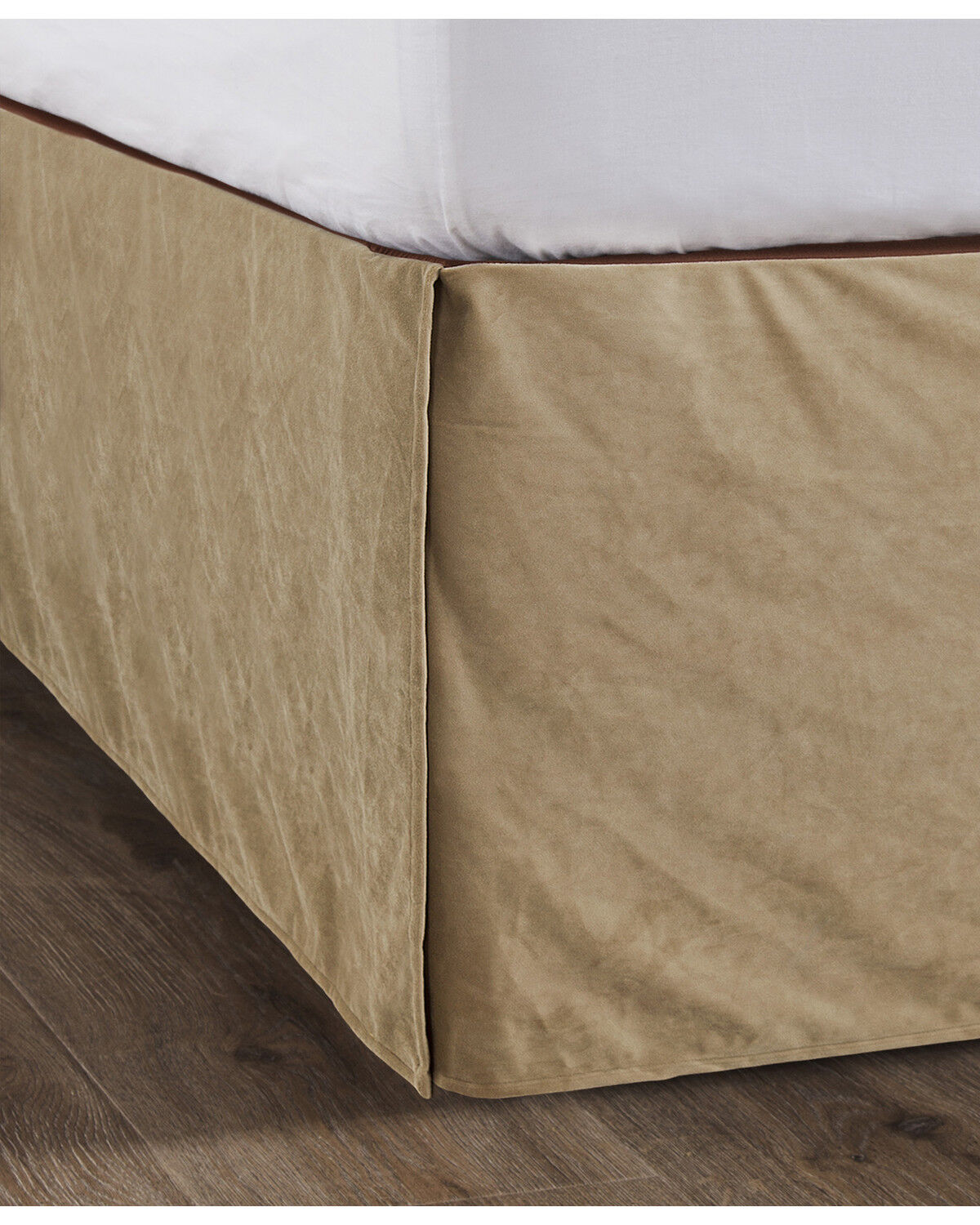 Image #1 - HiEnd Accents King Tan Velvet Bedskirt, Tan, hi-res