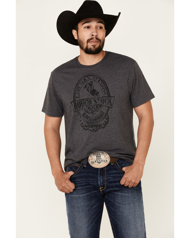Wrangler Men's Charcoal Rodeo Logo Graphic Short Sleeve T-Shirt , Charcoal, hi-res