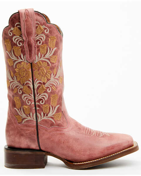 Image #2 - Dan Post Women's Athena Floral Embroidered Western Performance Boots - Broad Square Toe, Pink, hi-res