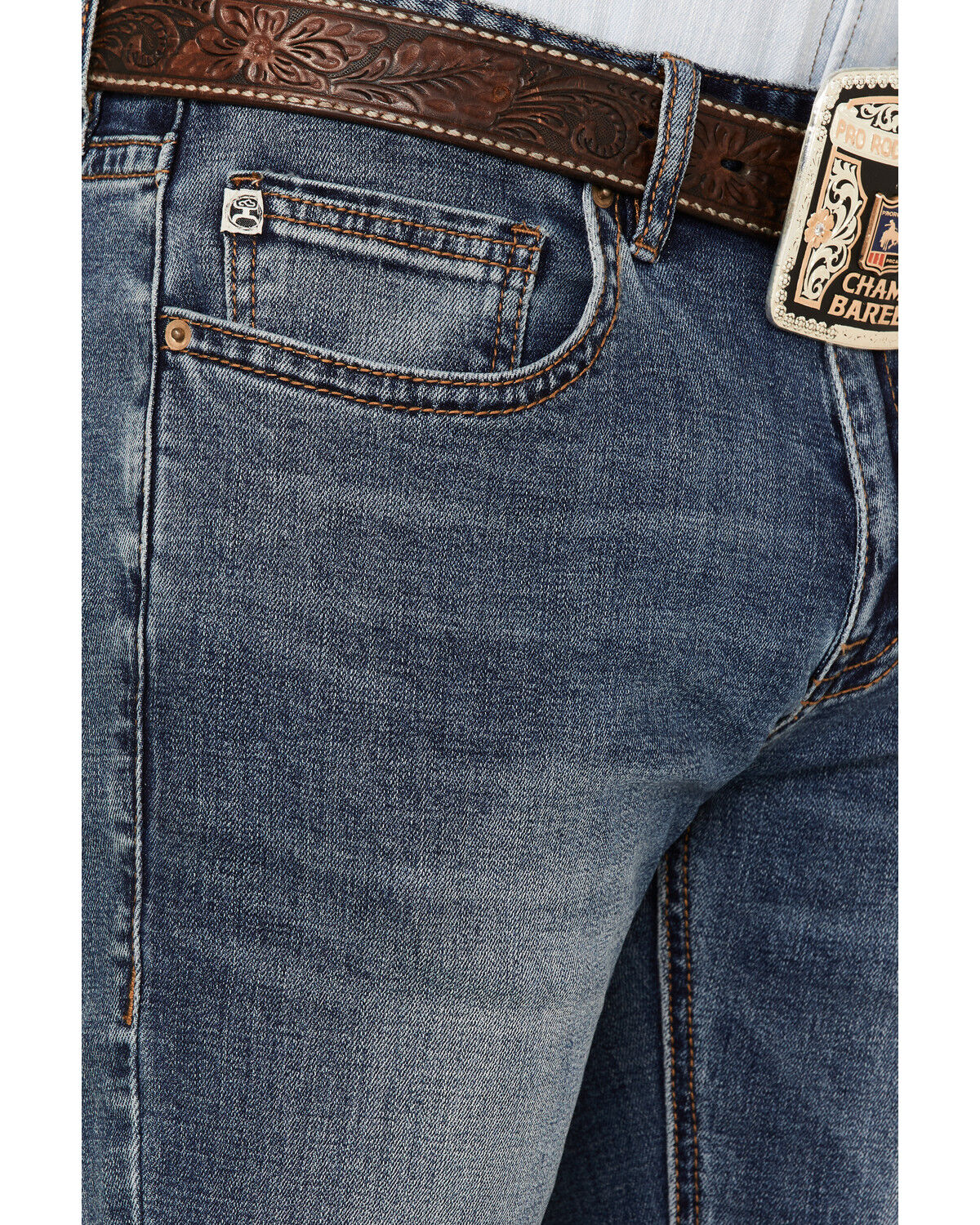 Image #4 - Hooey by Rock & Roll Denim Men's Revolver Medium Wash Reflex Stretch Slim Straight Jeans, Medium Wash, hi-res