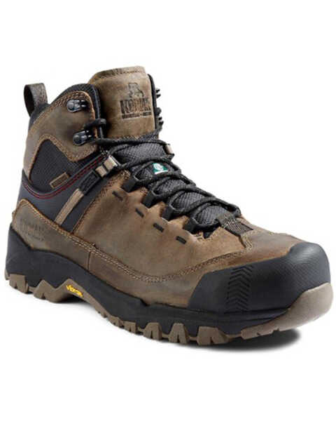 Kodiak Men's Quest Bound Mid Lace-Up Waterproof Hiker Work Boots - Composite Toe, Medium Brown, hi-res