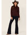 Shyanne Women's Burgundy Logo Sleeve 1/2 Riding Pullover , Burgundy, hi-res