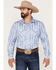 Image #1 - Rock & Roll Denim Men's Southwestern Print Knit Long Sleeve Button Down Shirt, Blue, hi-res