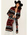 Image #1 - Cotton & Rye Women's Southwestern Print Long Concho Cardigan, Burgundy, hi-res