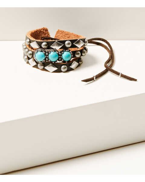 Idyllwind Women's Studs & Gems Leather Bracelet, Silver, hi-res