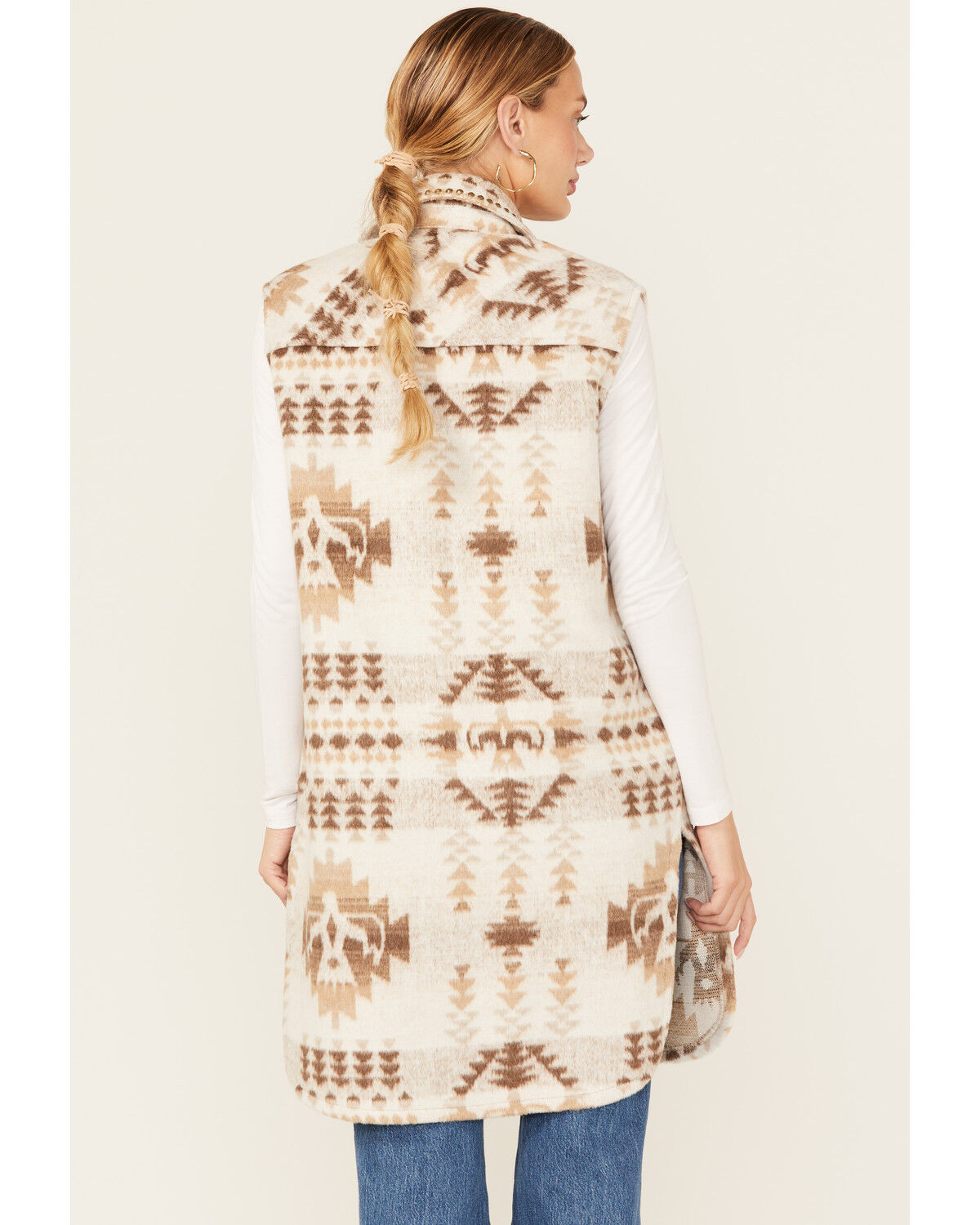 Image #4 - 26 International Women's Southwestern Print Studded Long Vest, Multi, hi-res