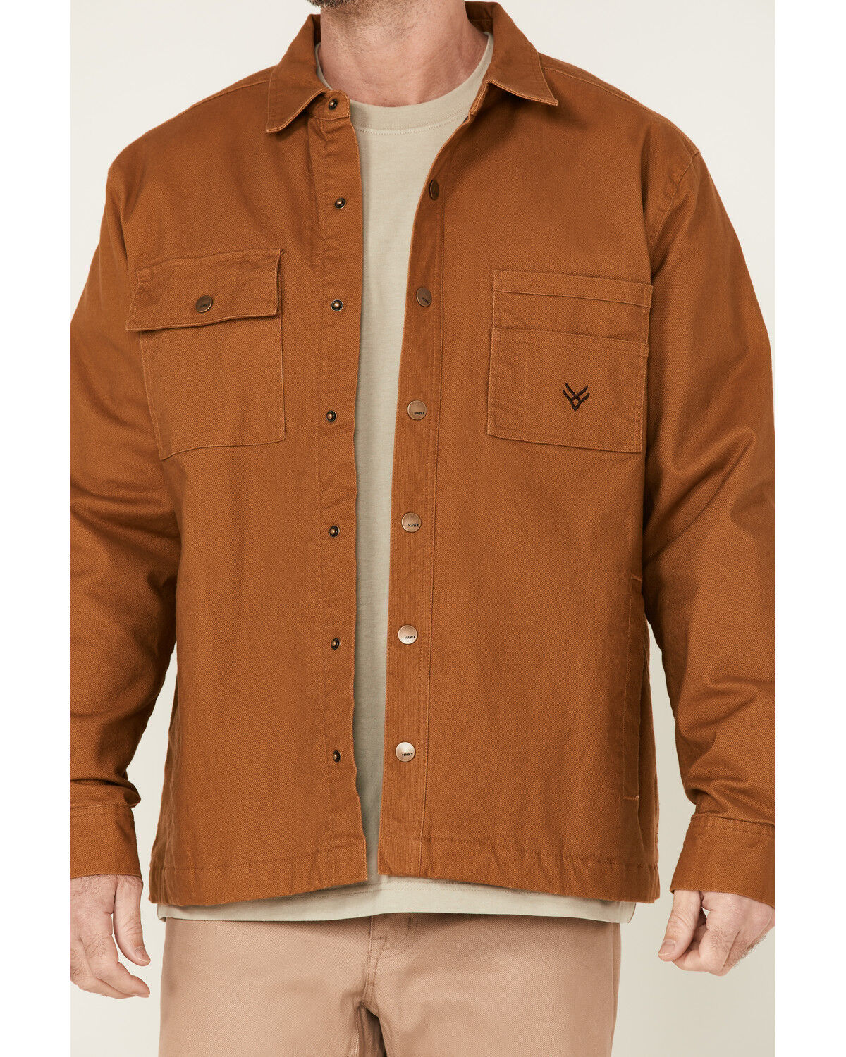 Image #4 - Hawx Men's Ellis Weathered Duck CPO Snap Work Shirt Jacket, , hi-res
