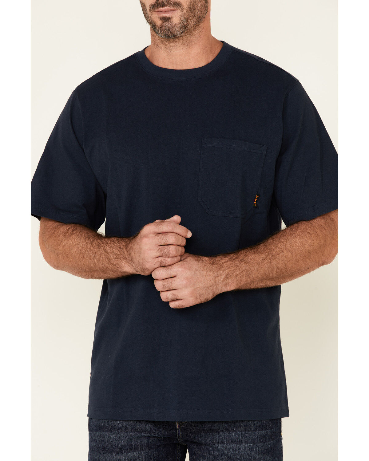 Image #3 - Hawx Men's Solid Navy Forge Short Sleeve Work Pocket T-Shirt, Navy, hi-res